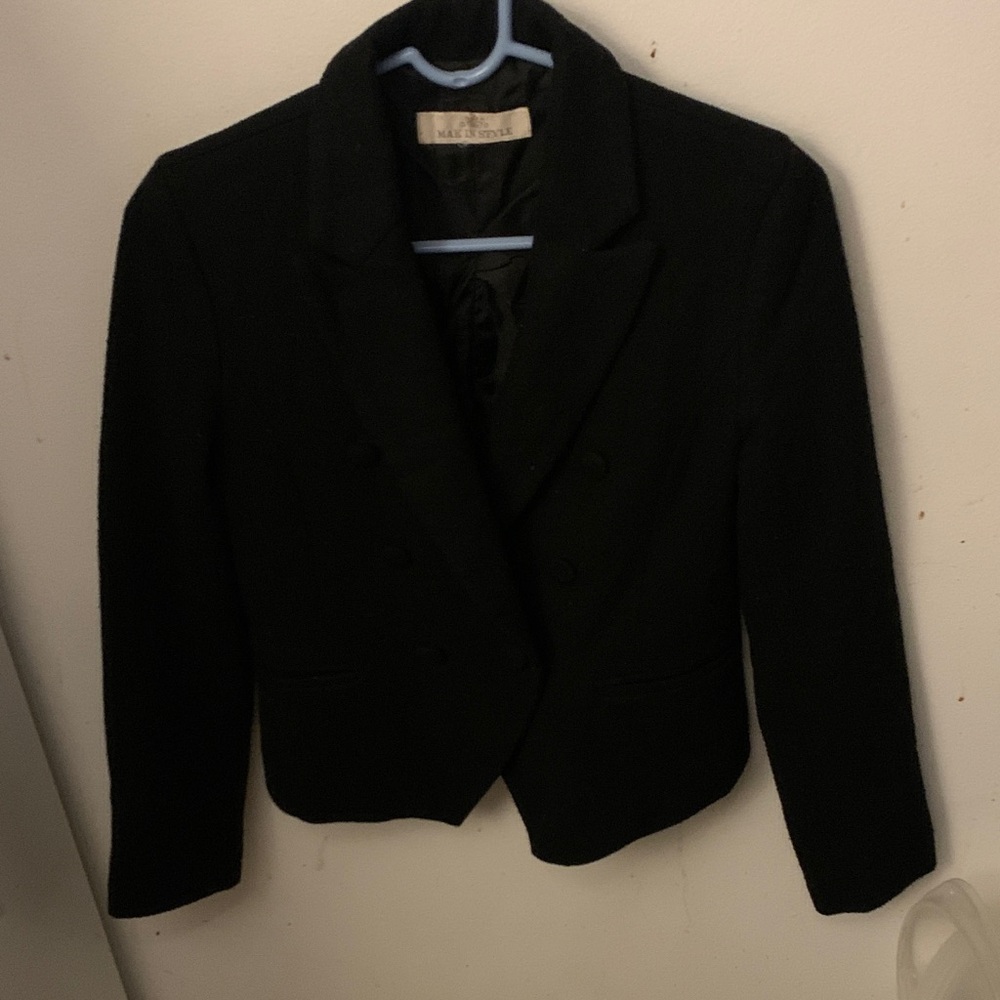 Beautiful Formal Button Up Black Wool Pea Coat from Mak in Style Korea SZ XS😍😍😍